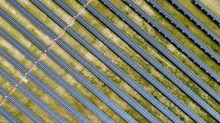 Close-up of modern solar panel technology