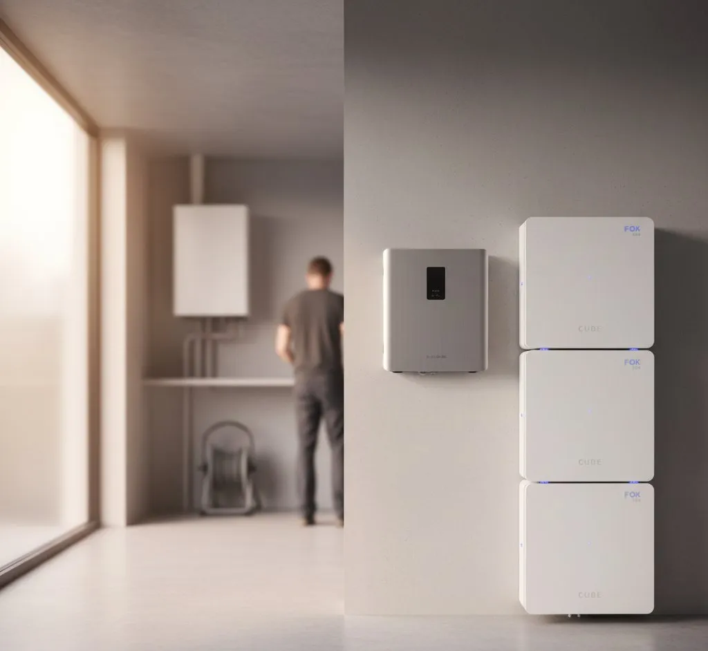 Wall-mounted home battery and inverter system in a modern home