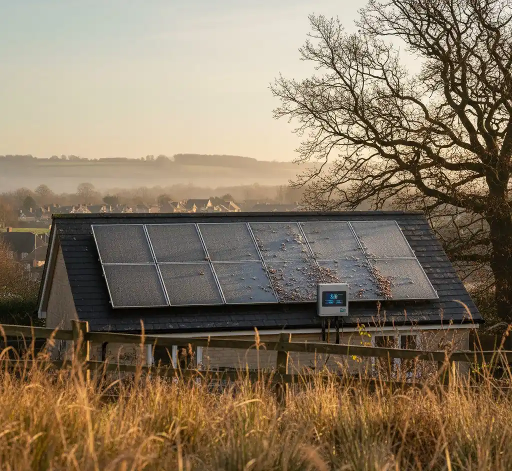 Solar panel monitoring display showing real-time output