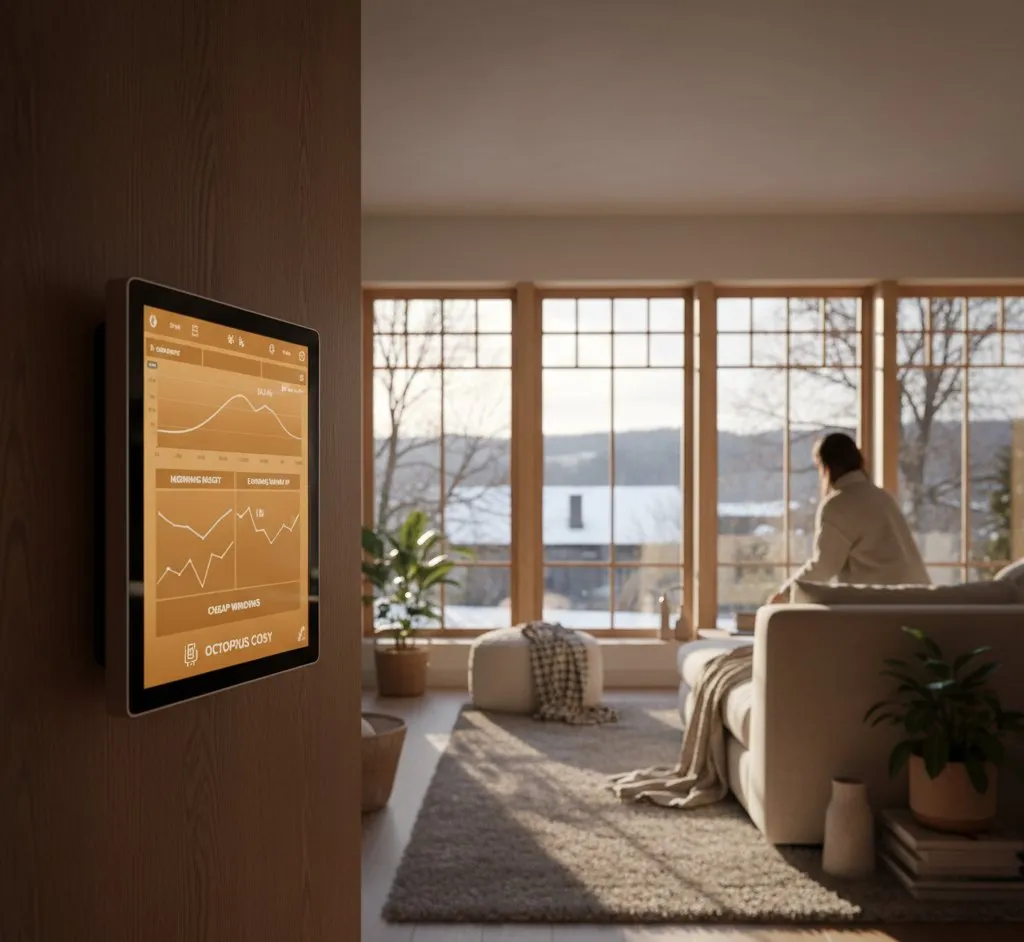 Smart energy meter showing electricity costs and solar savings