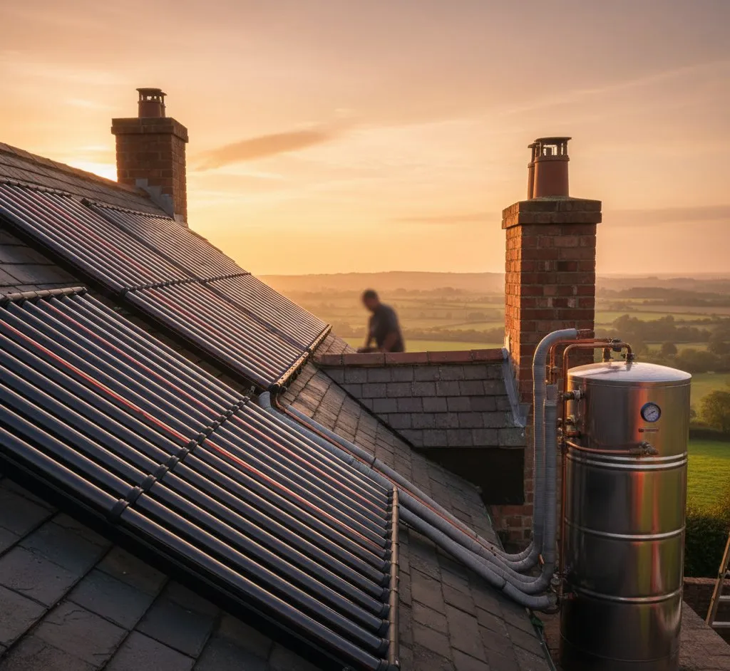 Solar-powered hot water system with immersion heater