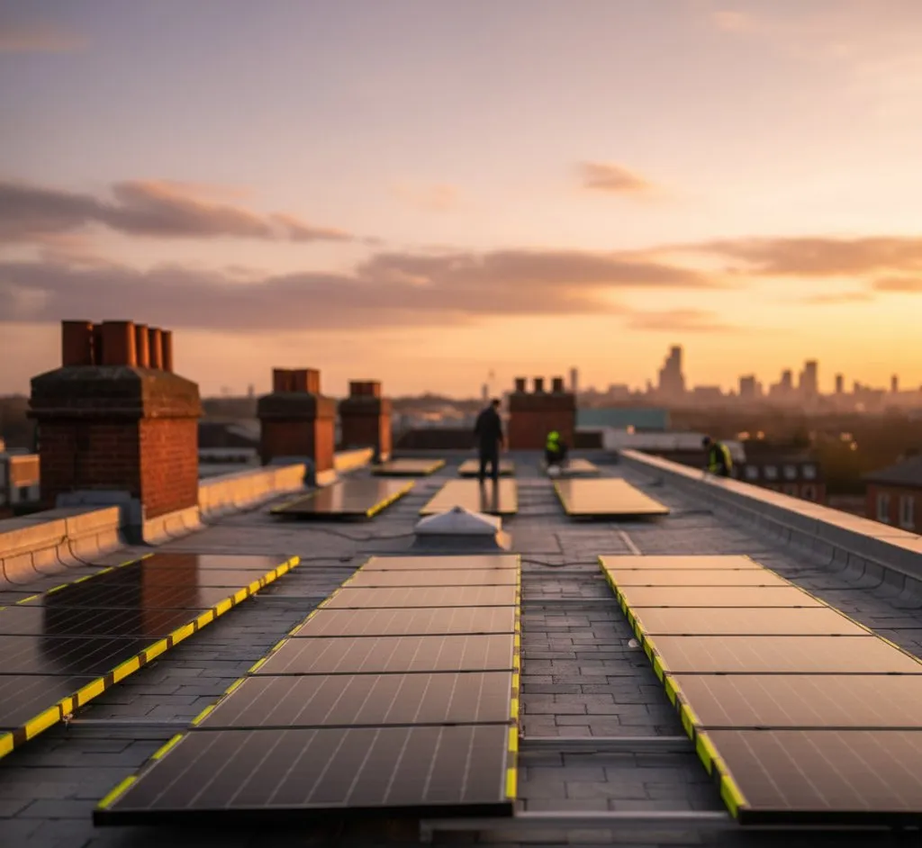 Solar panels installed on a UK residential rooftop