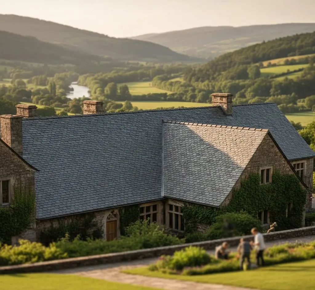 Solar roof tiles integrated into a traditional UK pitched roof