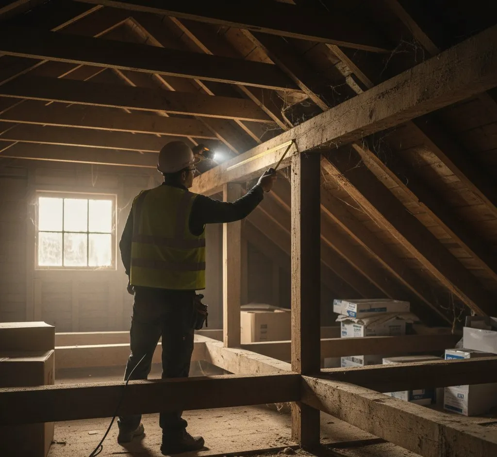 Roof structure being assessed for solar panel installation suitability